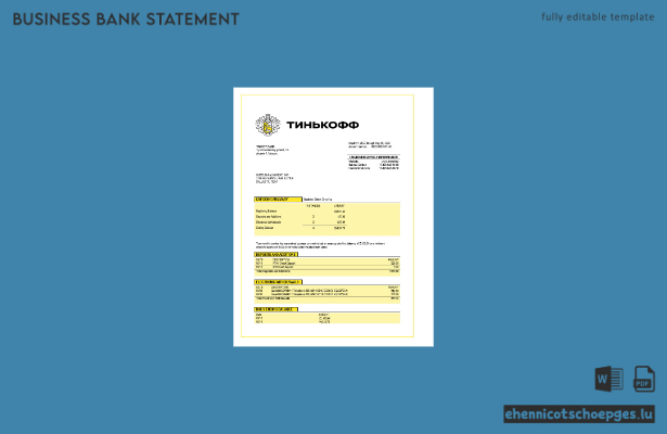 Tinkoff Bank Firmenerklärung – Beispielvorschau in Word und PDF